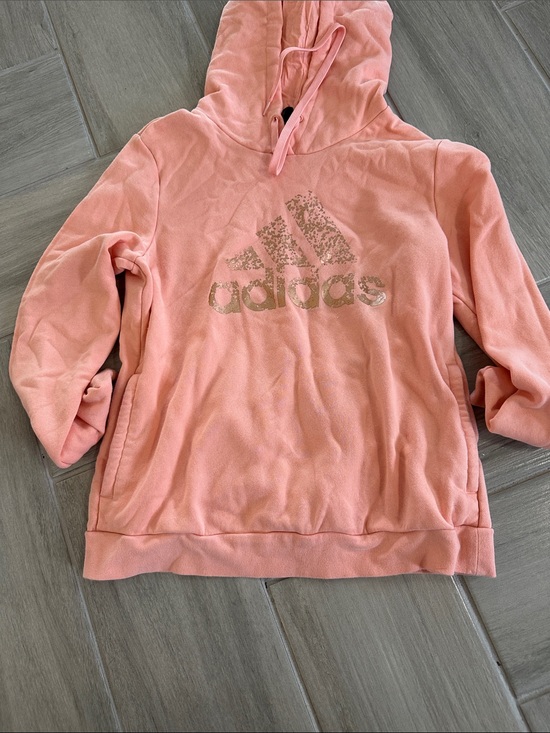 adidas Other - adidas Kids Peach Pink Hoodie with Metallic Logo